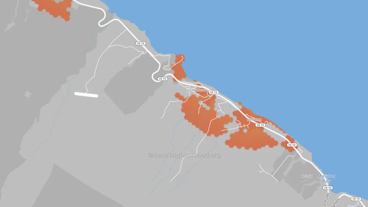 Bike Grade map of Laupahoehoe, HI