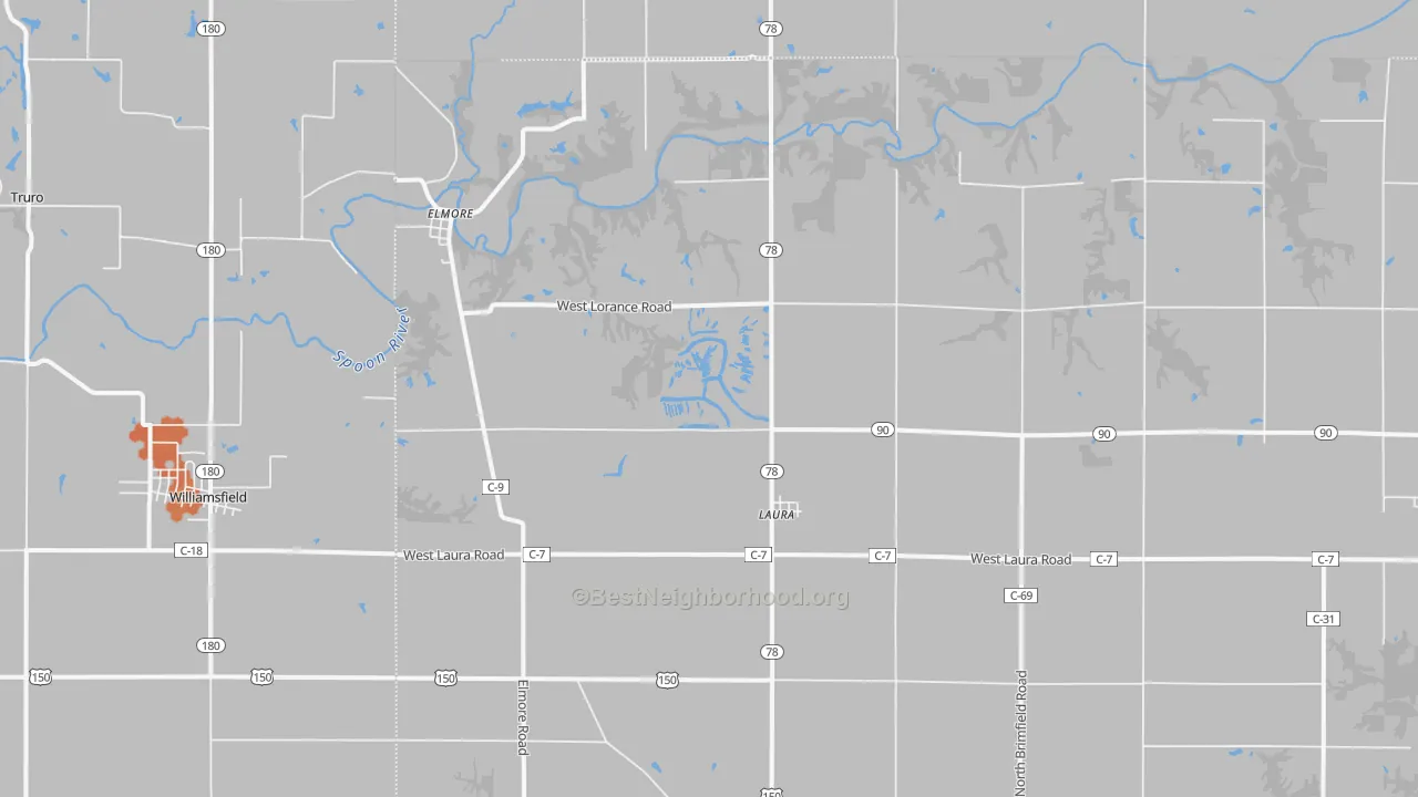 Bike Grade map of Laura, IL
