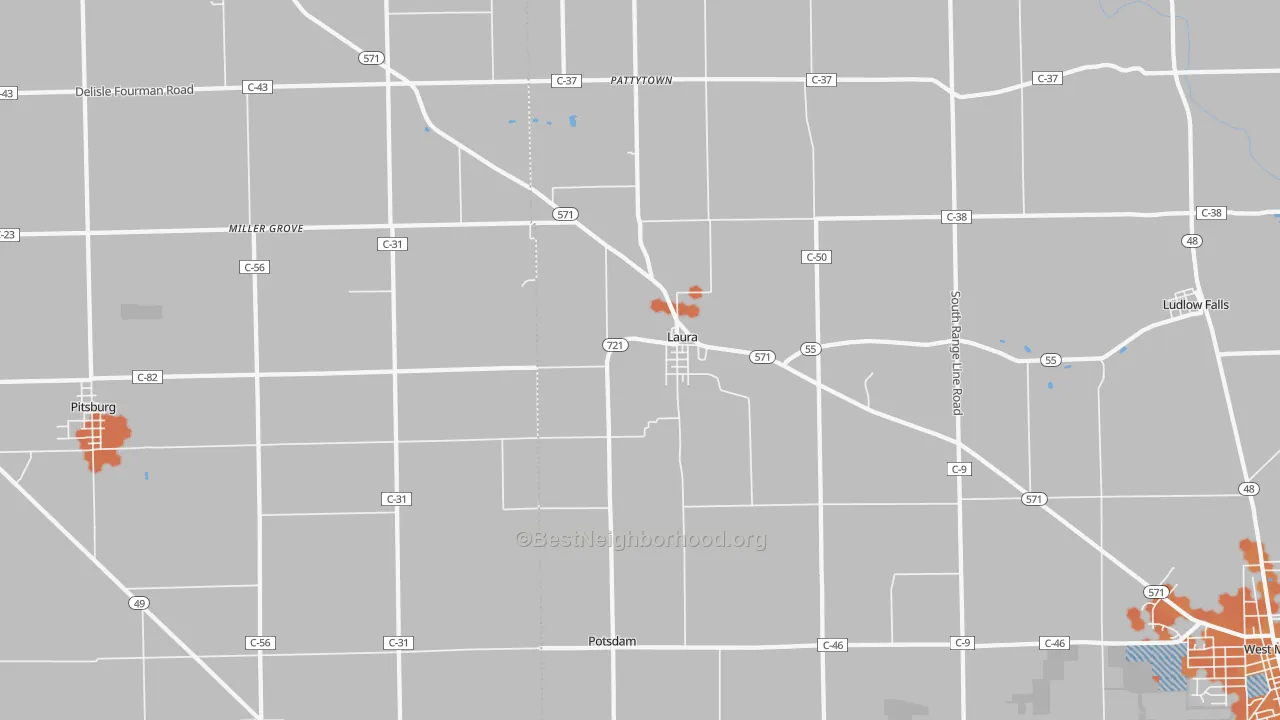 Bike Grade map of Laura, OH