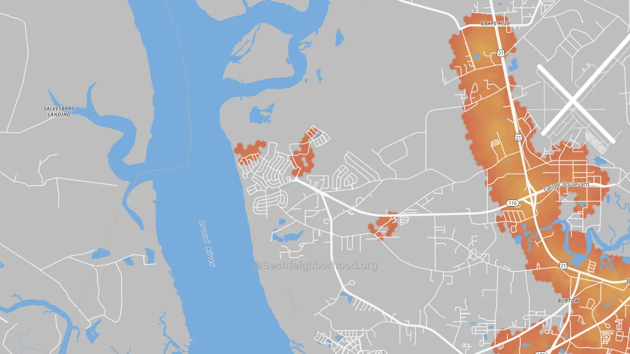 Bike Grade map of Laurel Bay, SC