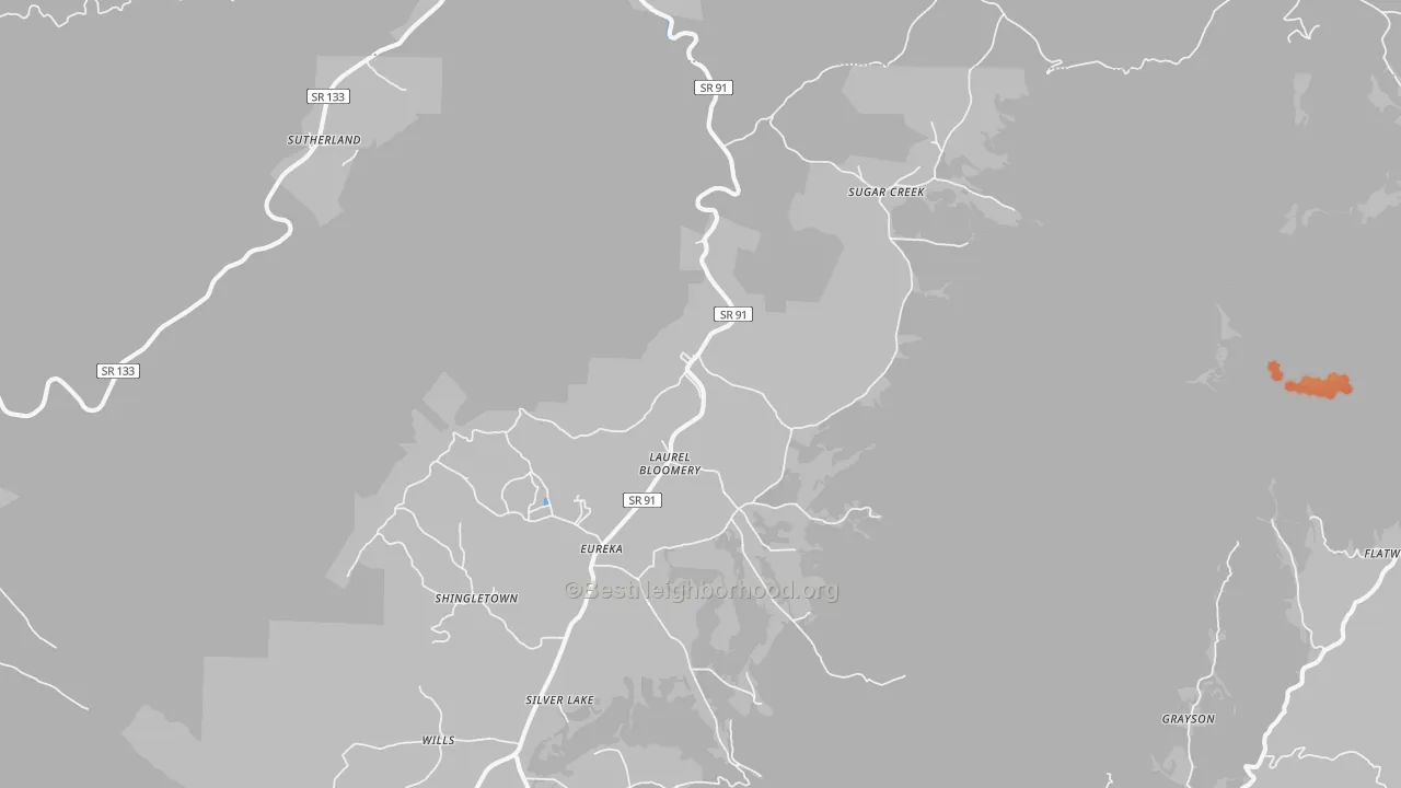 Bike Grade map of Laurel Bloomery, TN