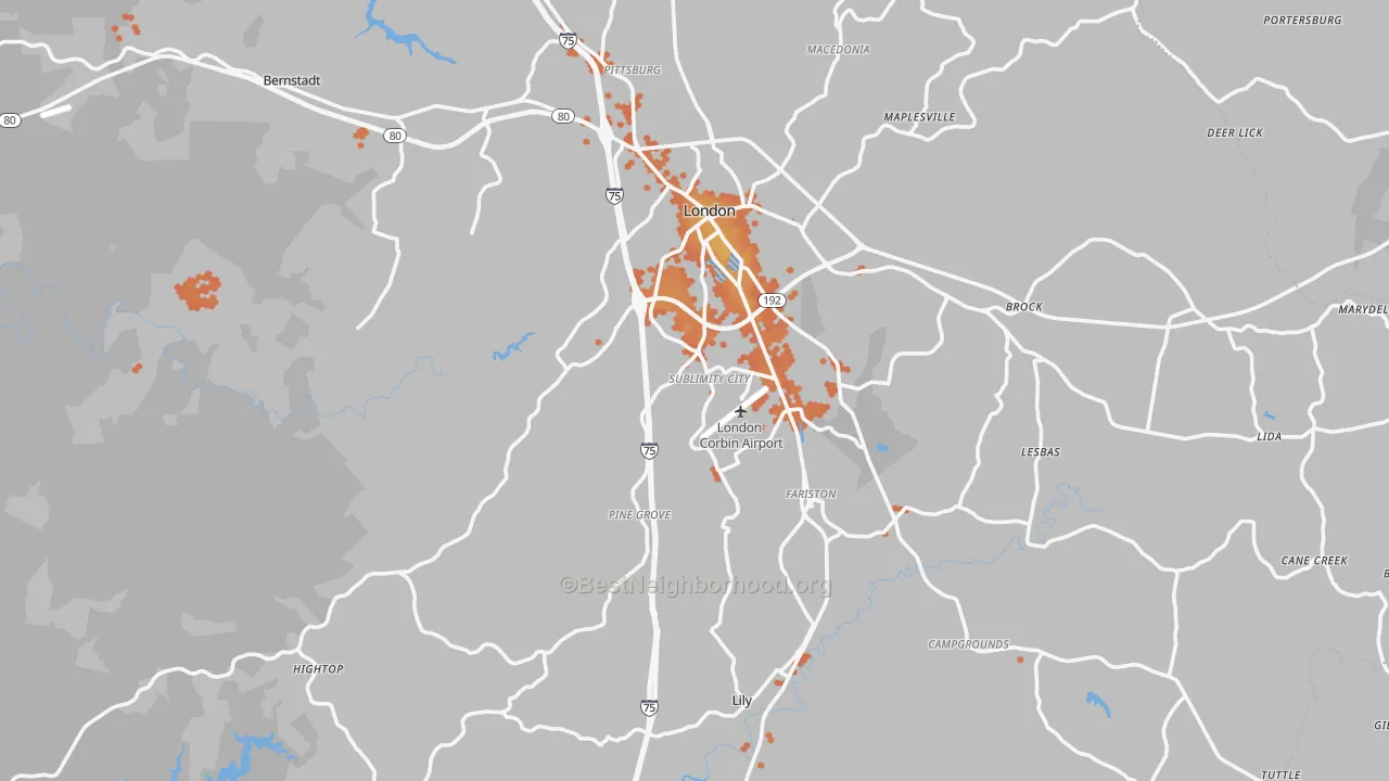 Bike Grade map of Laurel County, KY