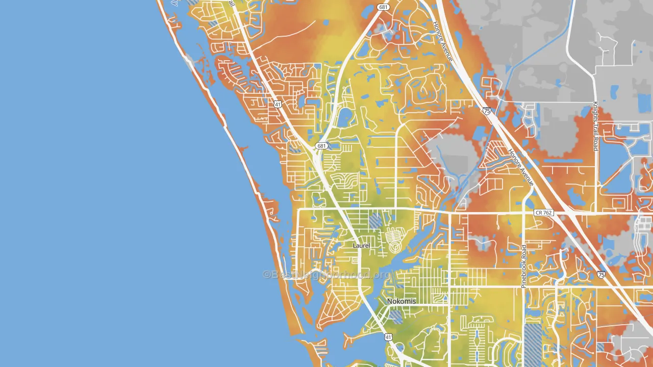 Bike Grade map of Laurel, FL