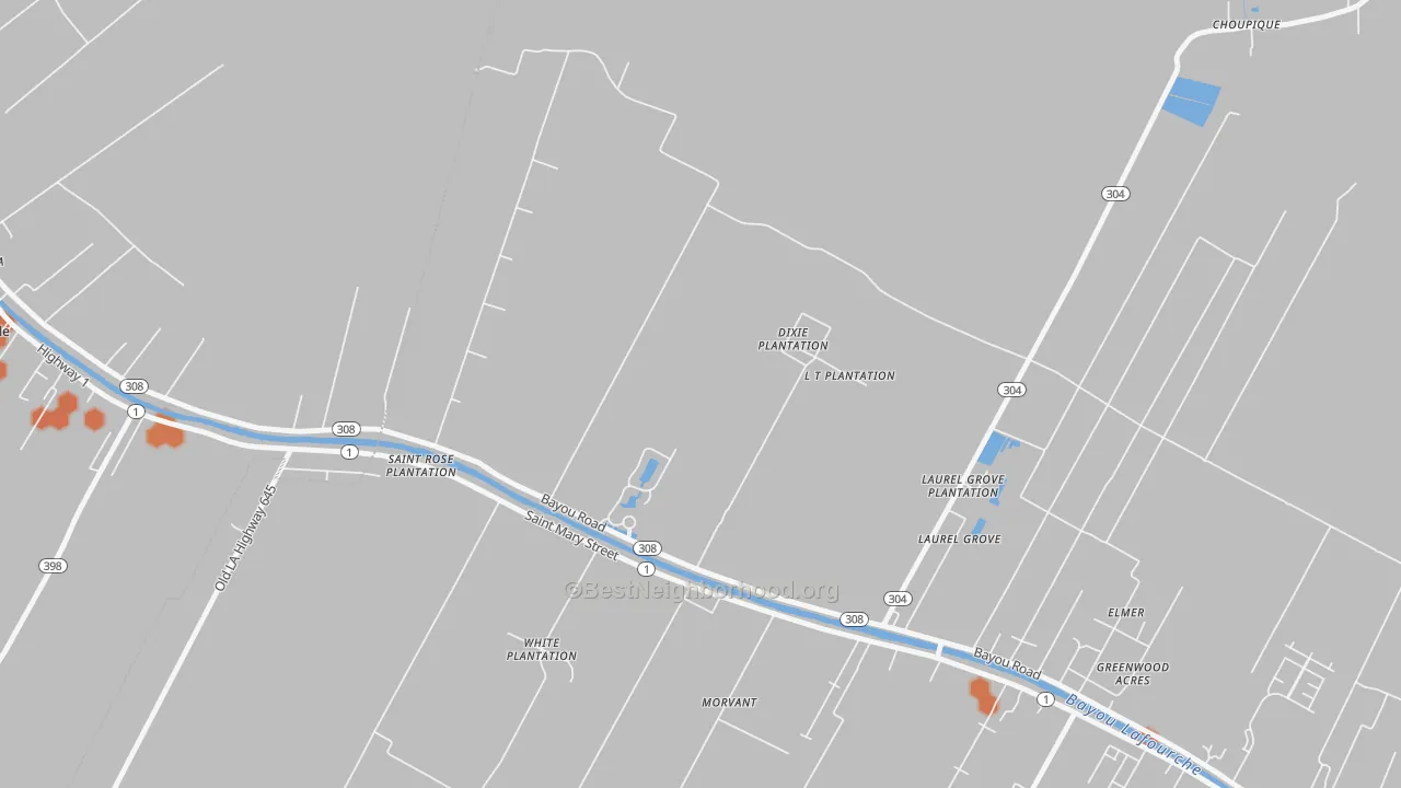 Bike Grade map of Laurel Grove, LA