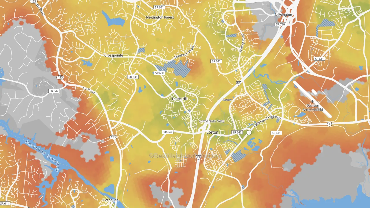 Bike Grade map of Laurel Hill, VA