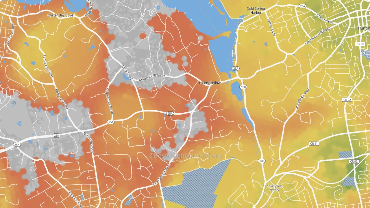 Bike Grade map of Laurel Hollow, NY