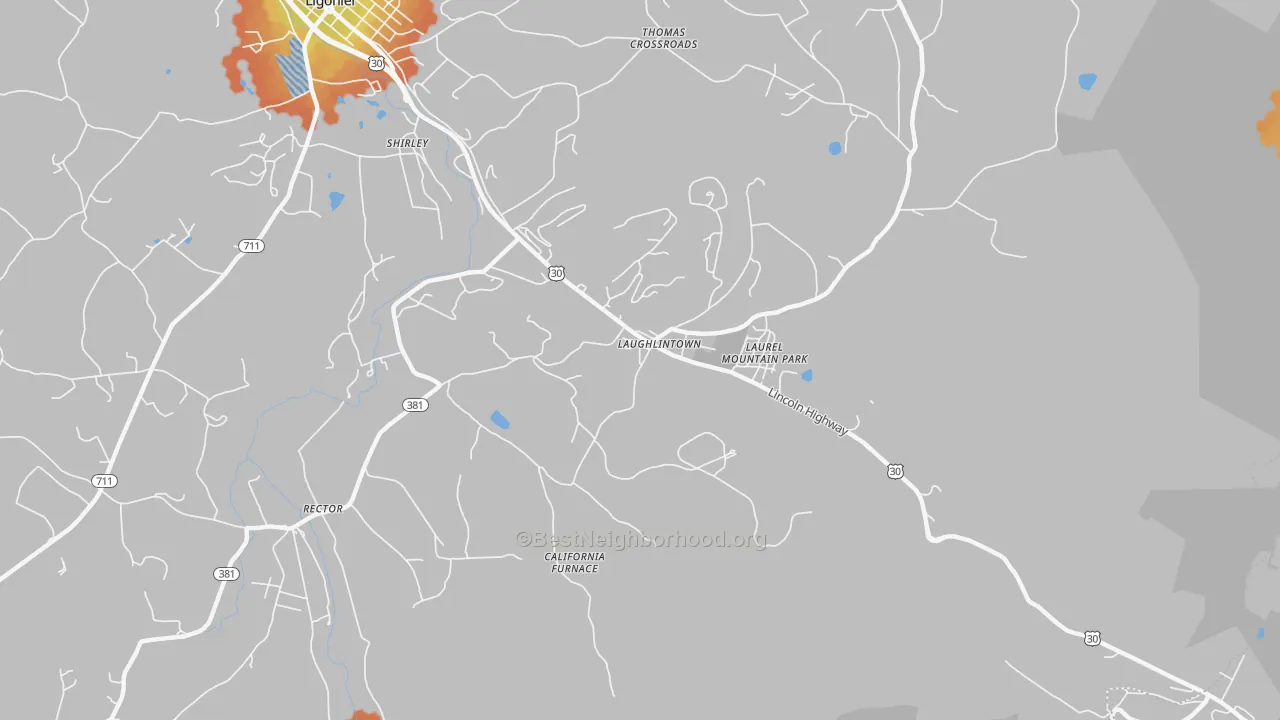 Bike Grade map of Laurel Mountain, PA