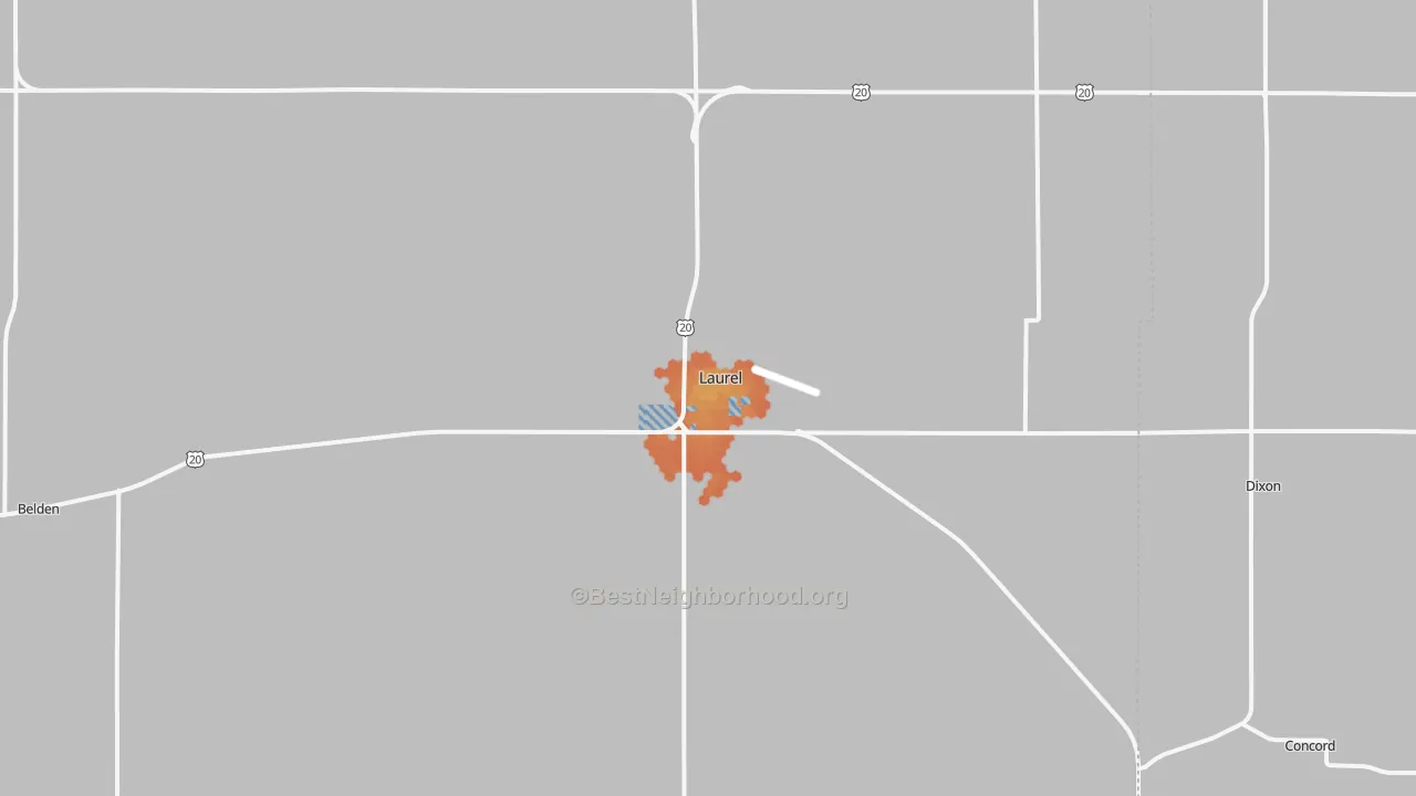 Bike Grade map of Laurel, NE
