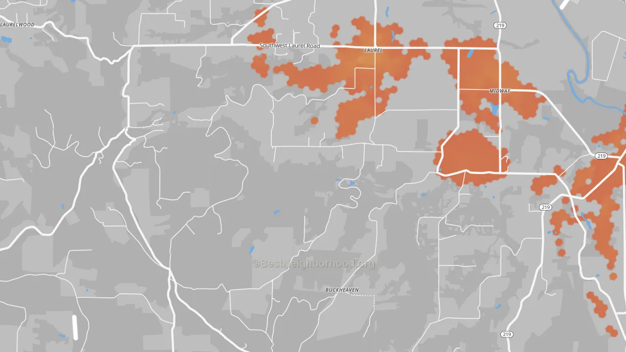 Bike Grade map of Laurel, OR