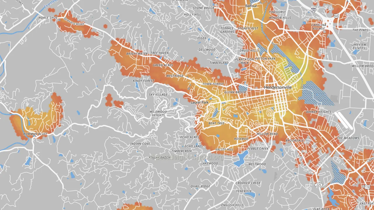 Bike Grade map of Laurel Park, NC