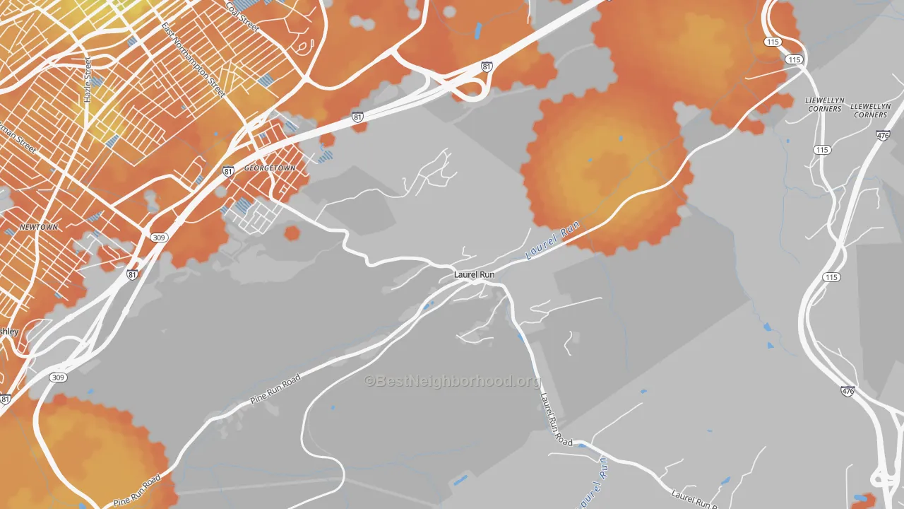 Bike Grade map of Laurel Run, PA