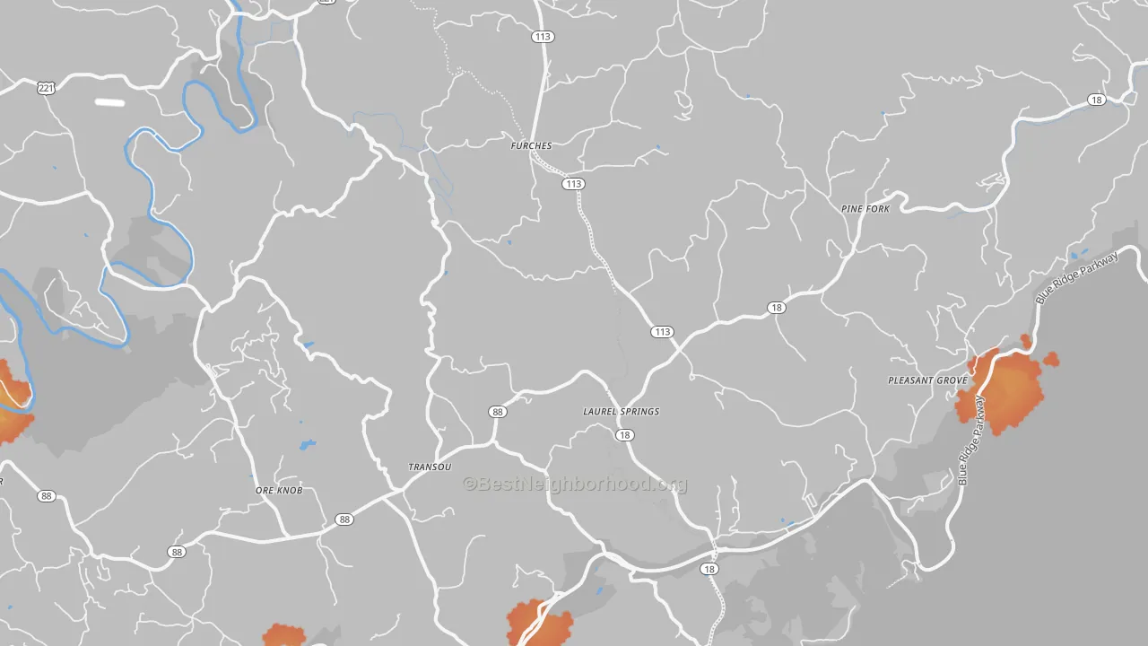 Bike Grade map of Laurel Springs, NC