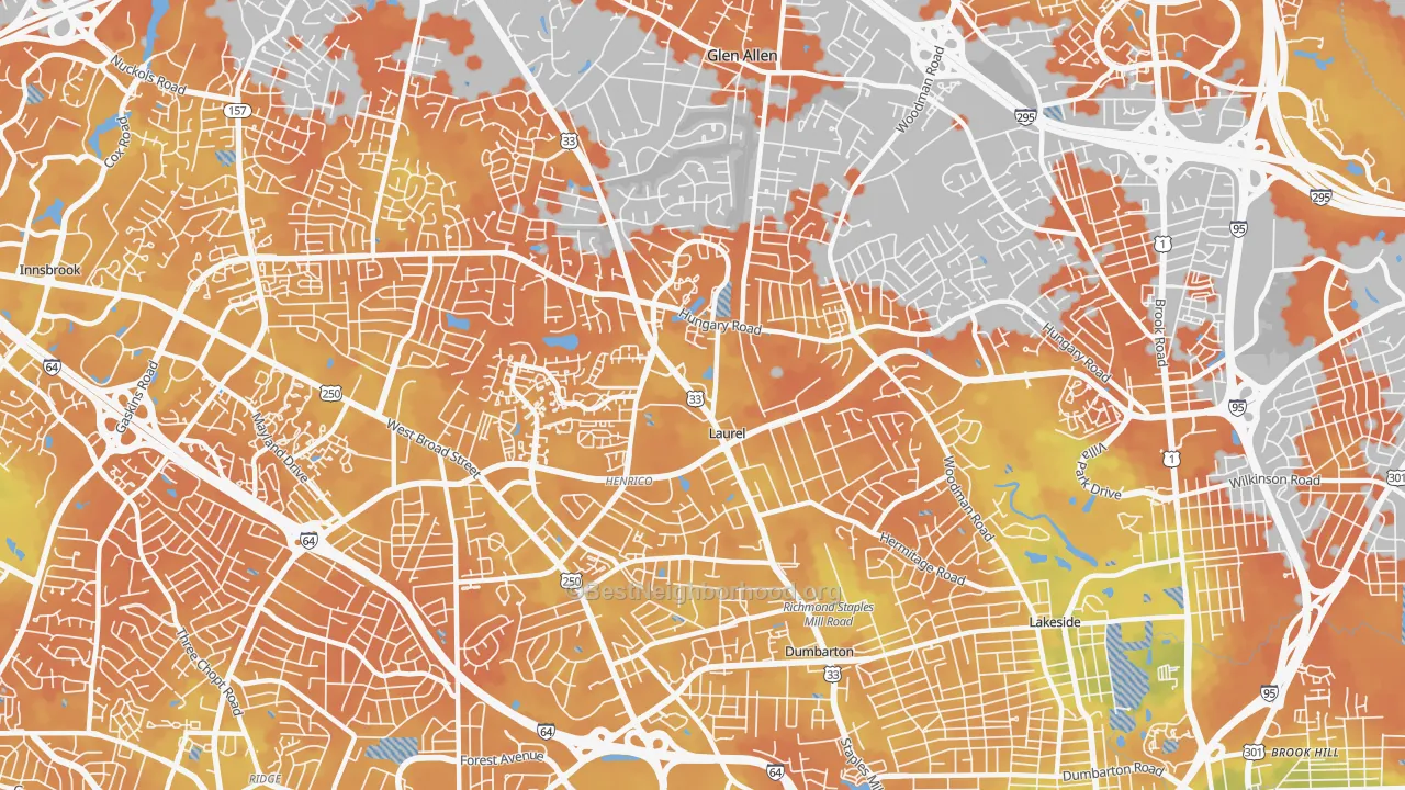 Bike Grade map of Laurel, VA