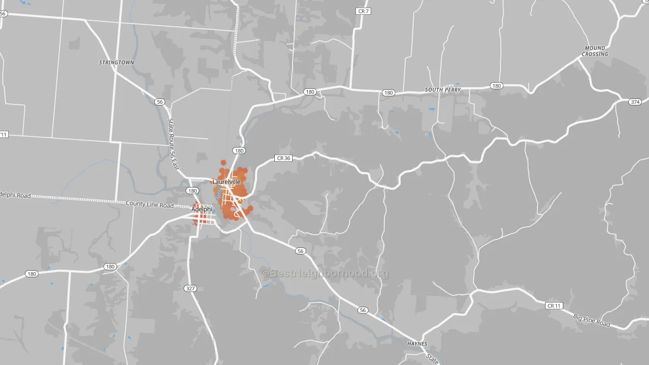 Bike Grade map of Laurelville, OH