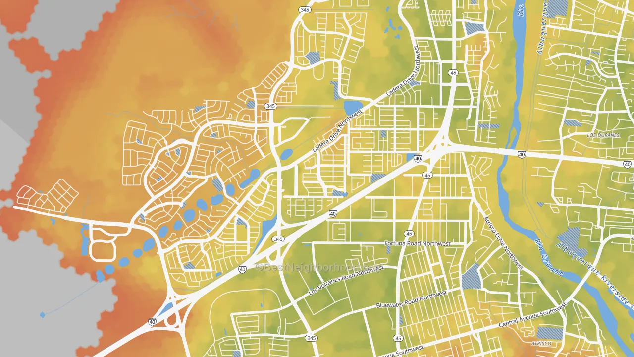 Bike Grade map of Laurelwood, Albuquerque, NM