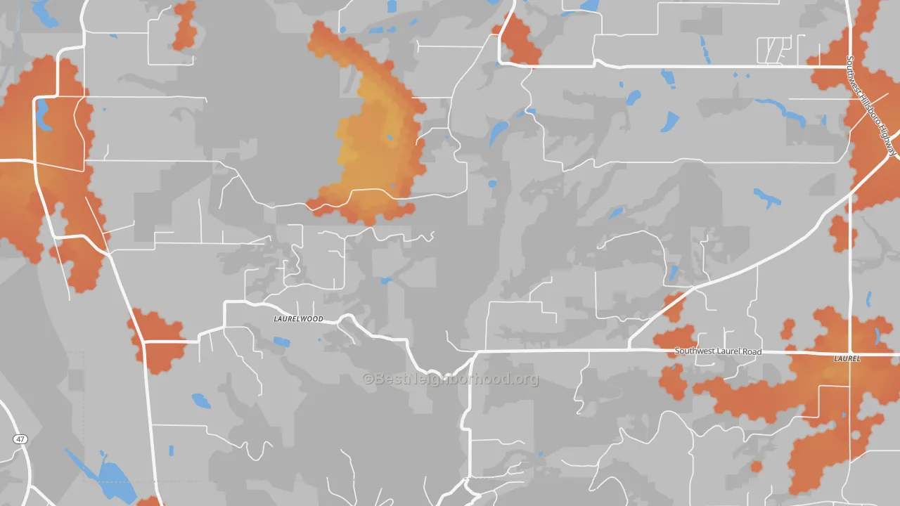 Bike Grade map of Laurelwood, OR