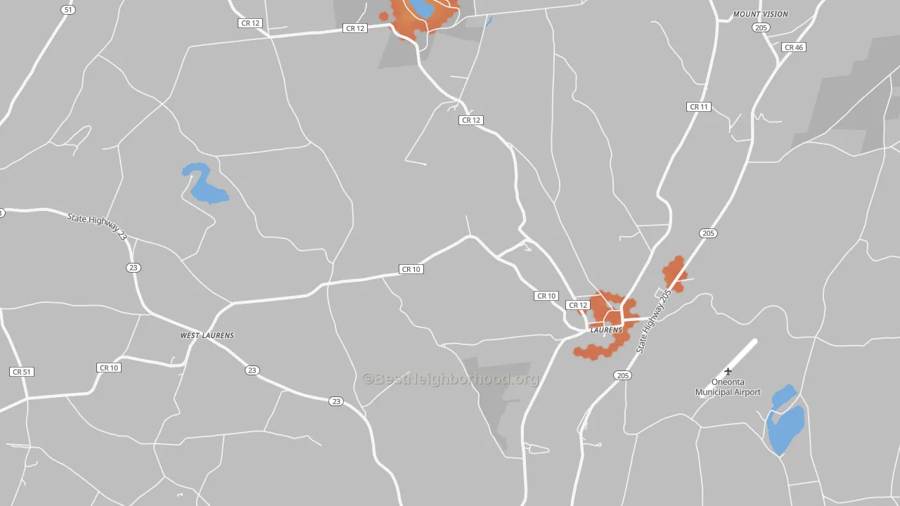 Bike Grade map of Laurens, NY