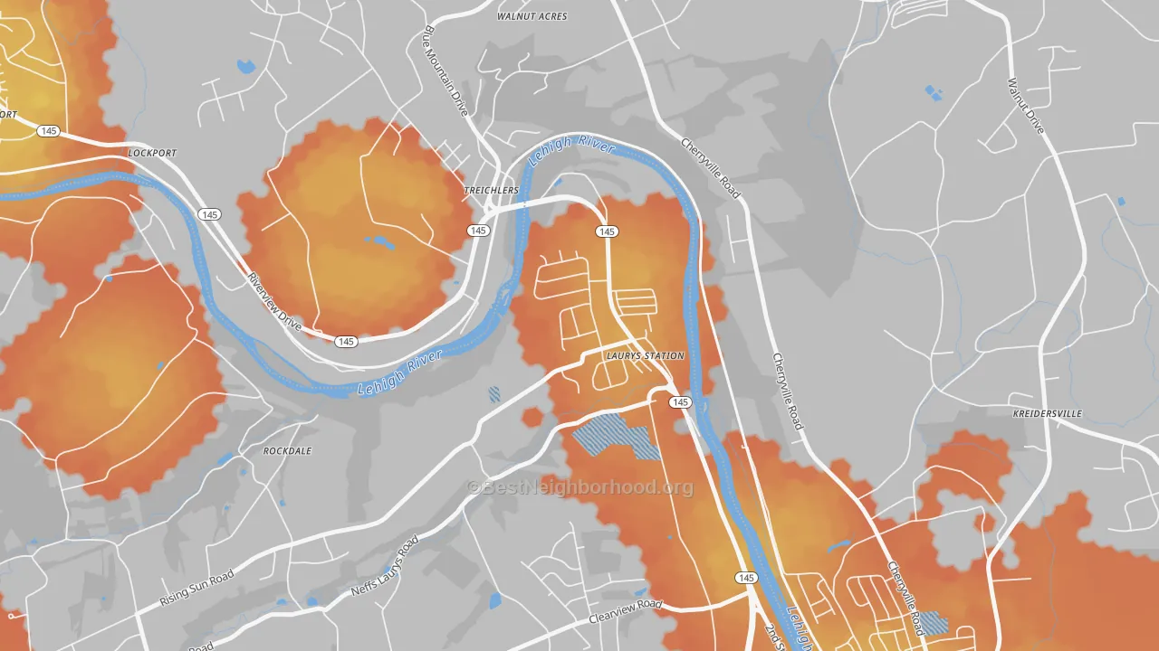 Bike Grade map of Laurys Station, PA