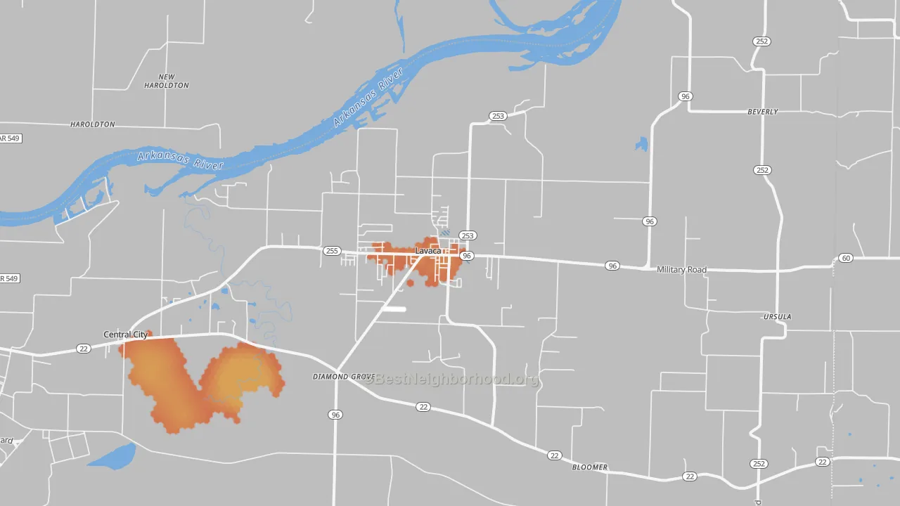Bike Grade map of Lavaca, AR