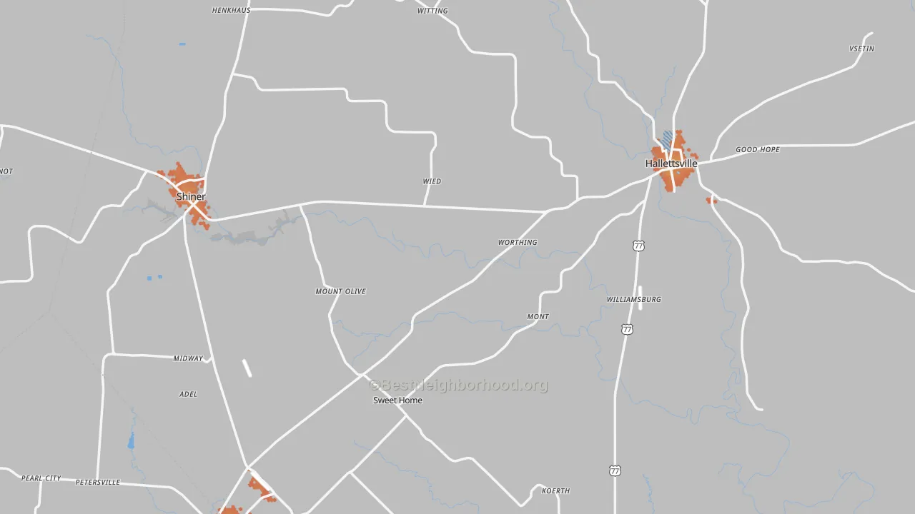 Bike Grade map of Lavaca County, TX