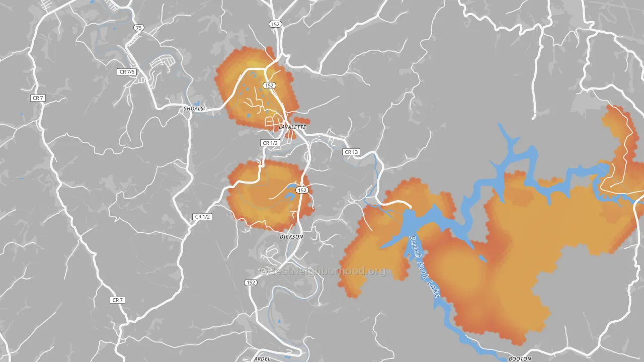 Bike Grade map of Lavalette, WV