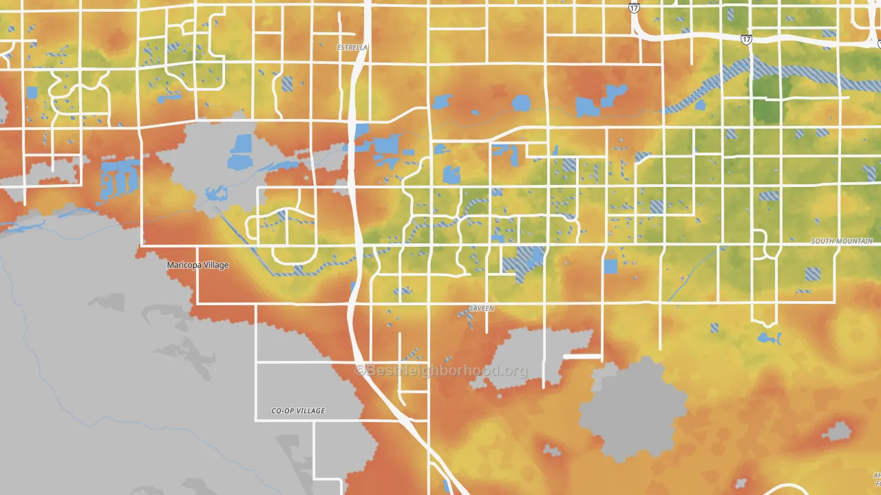 Bike Grade map of Laveen, AZ