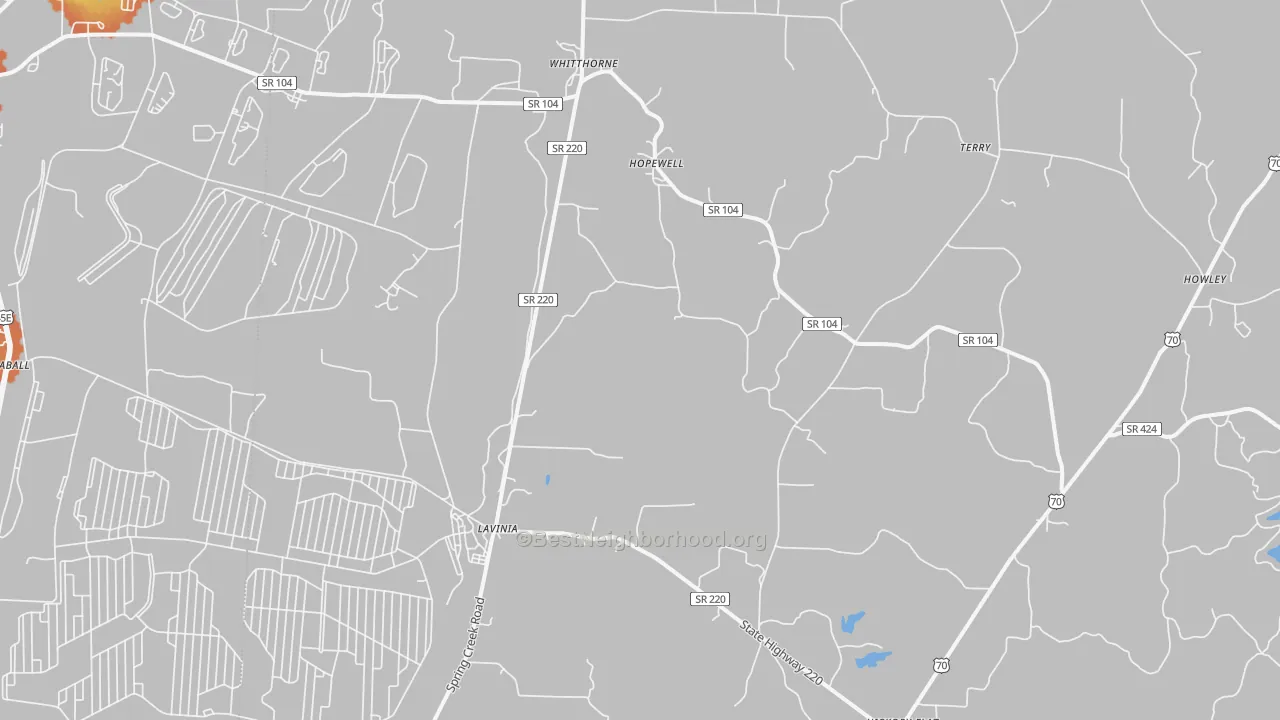 Bike Grade map of Lavinia, TN