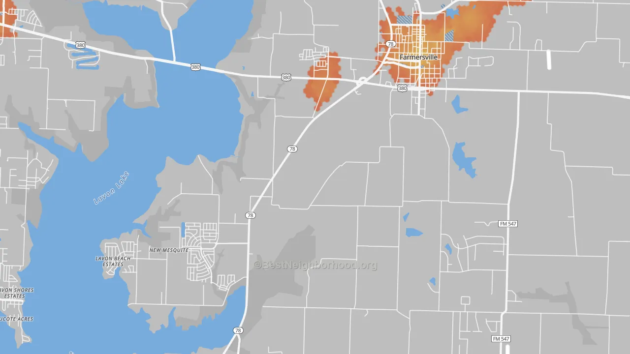 Bike Grade map of Lavon Beach Estates, TX