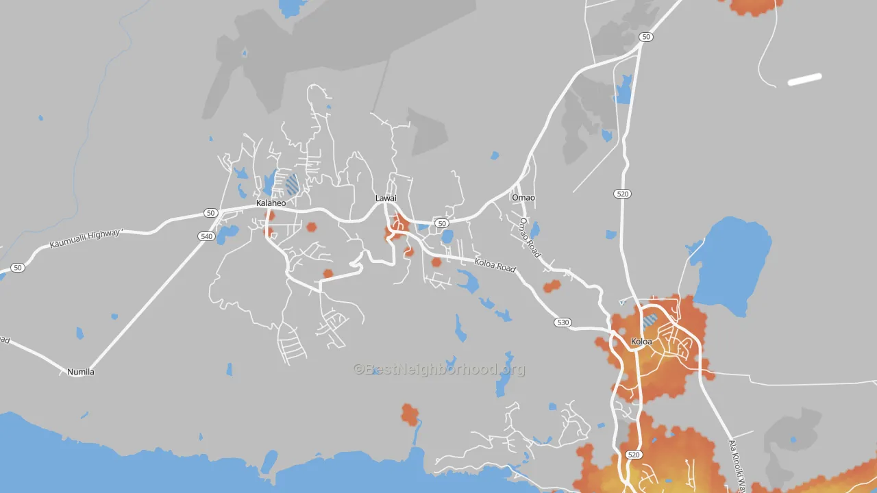 Bike Grade map of Lawai, HI