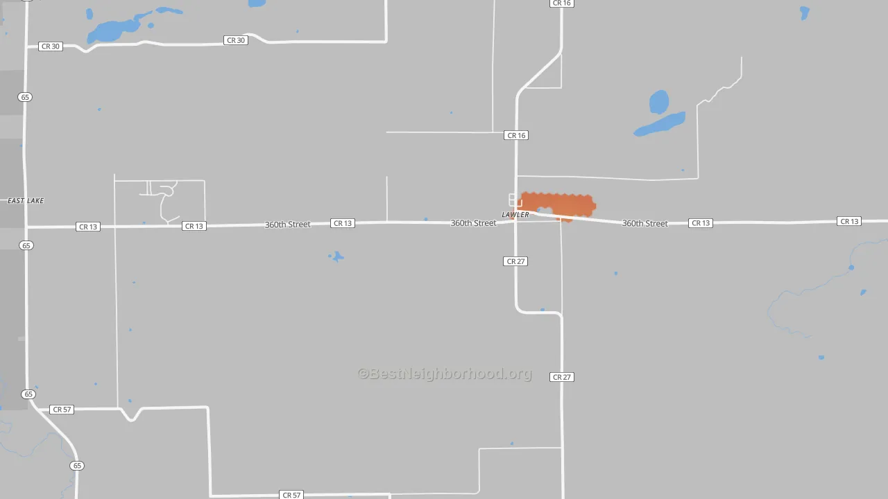 Bike Grade map of Lawler, MN