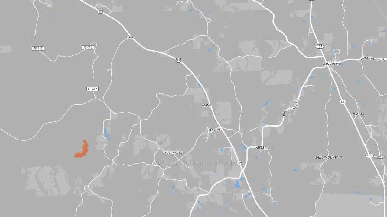 Bike Grade map of Lawley, AL
