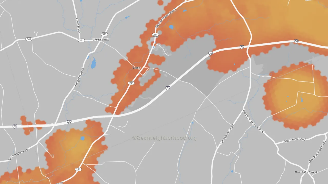 Bike Grade map of Lawn, PA
