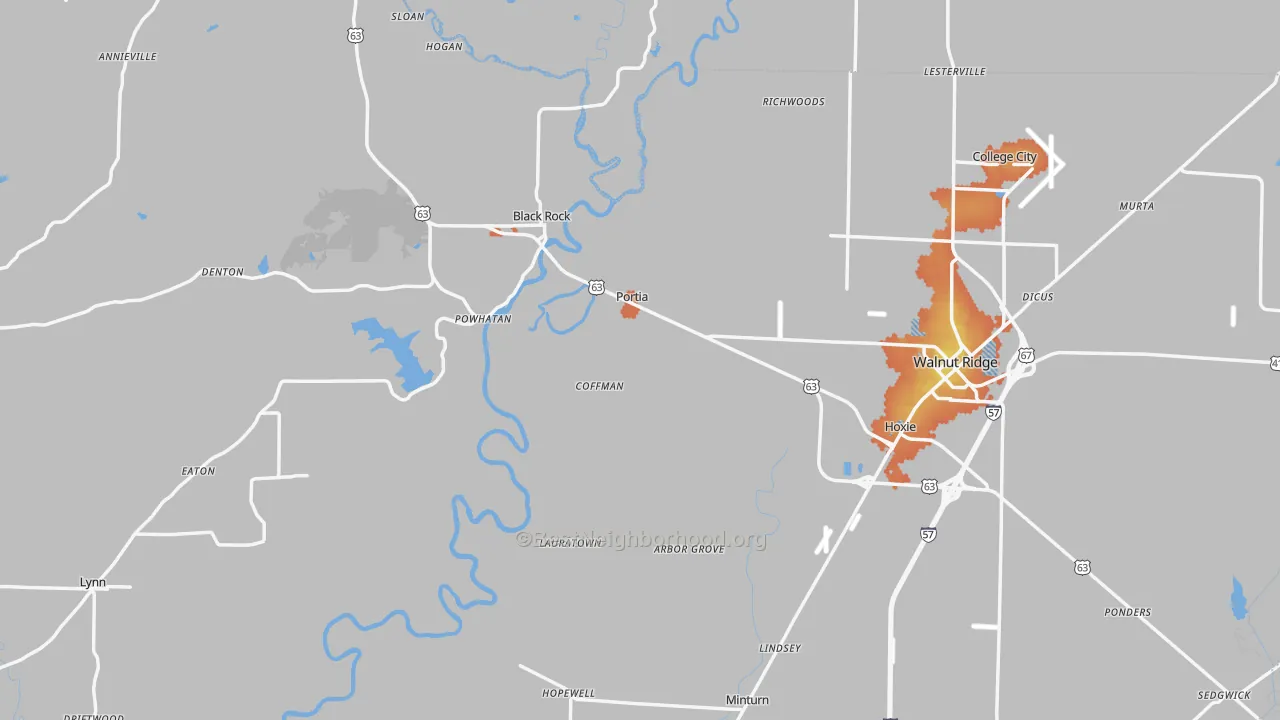 Bike Grade map of Lawrence County, AR