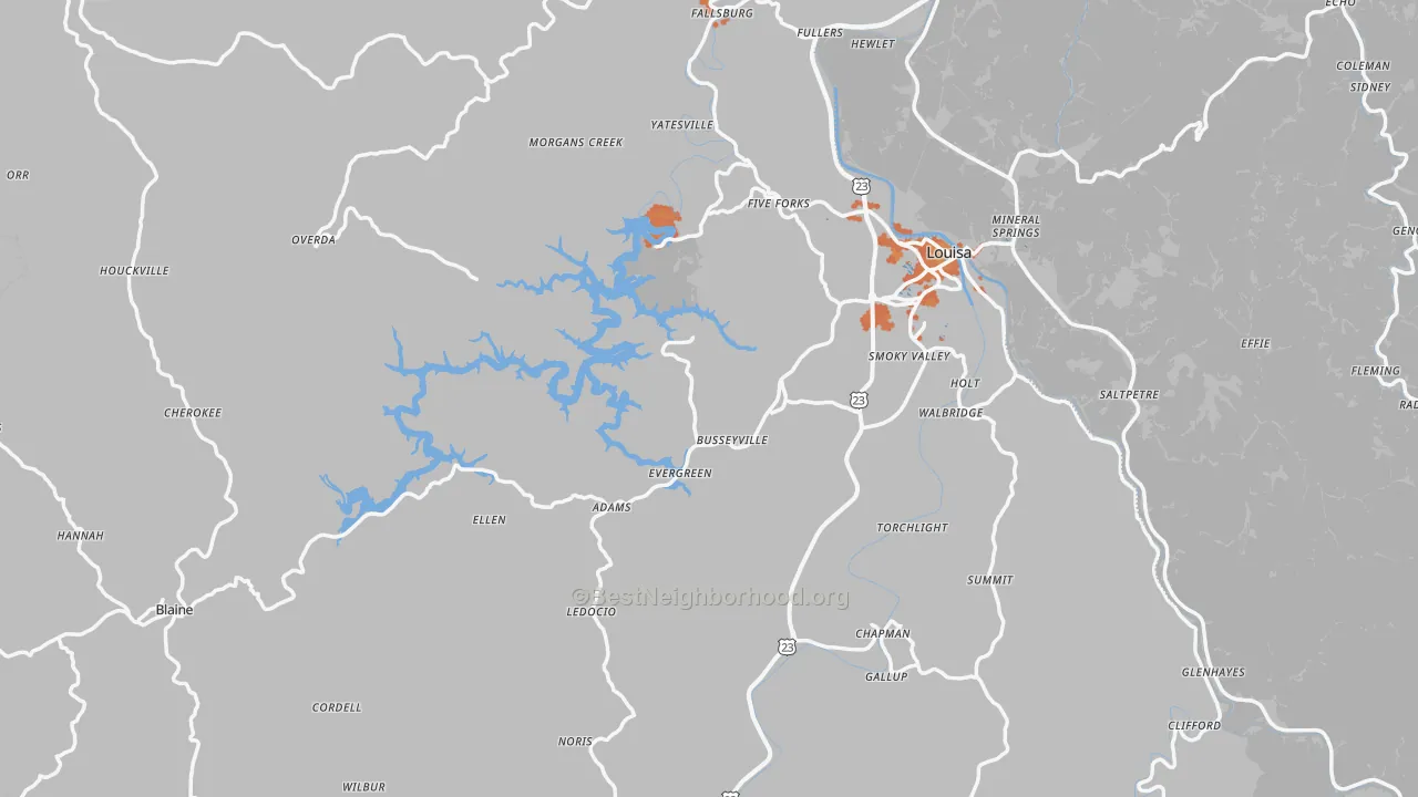 Bike Grade map of Lawrence County, KY