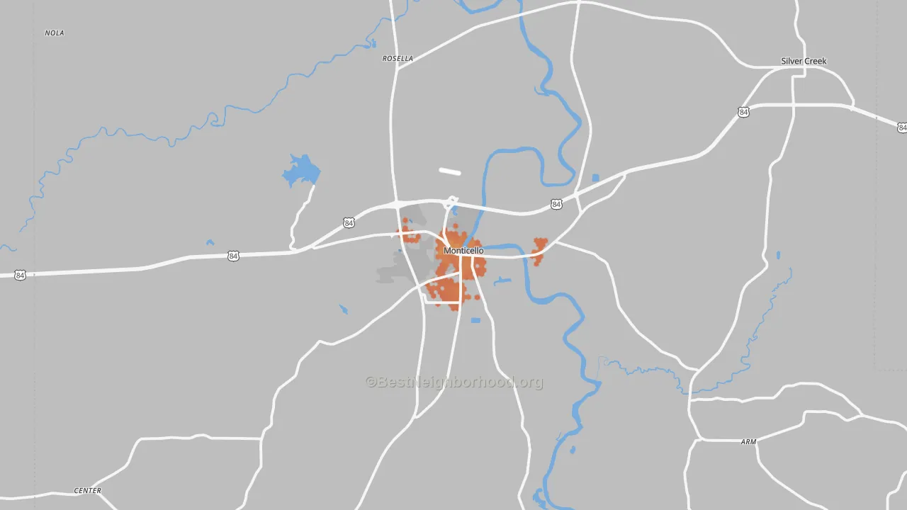 Bike Grade map of Lawrence County, MS