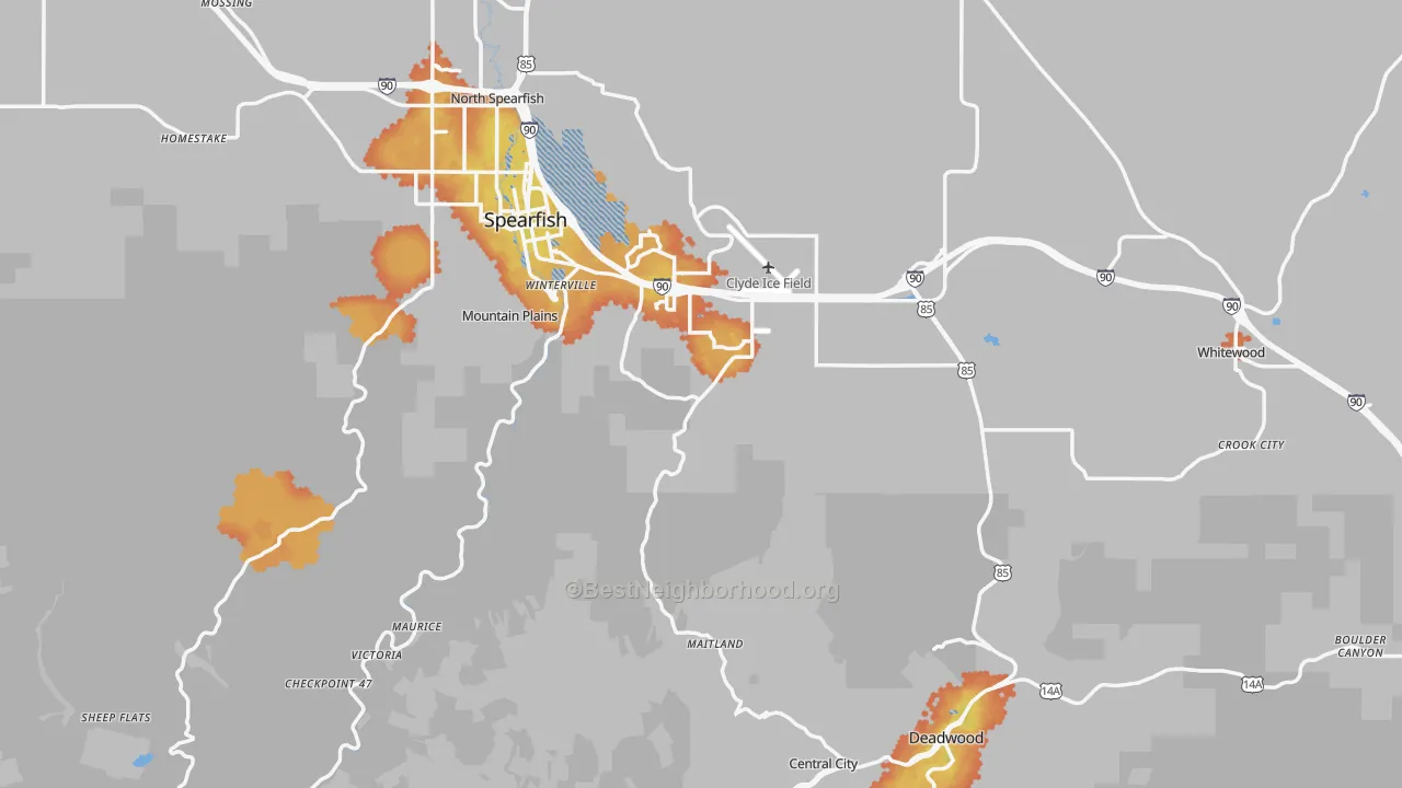 Bike Grade map of Lawrence County, SD