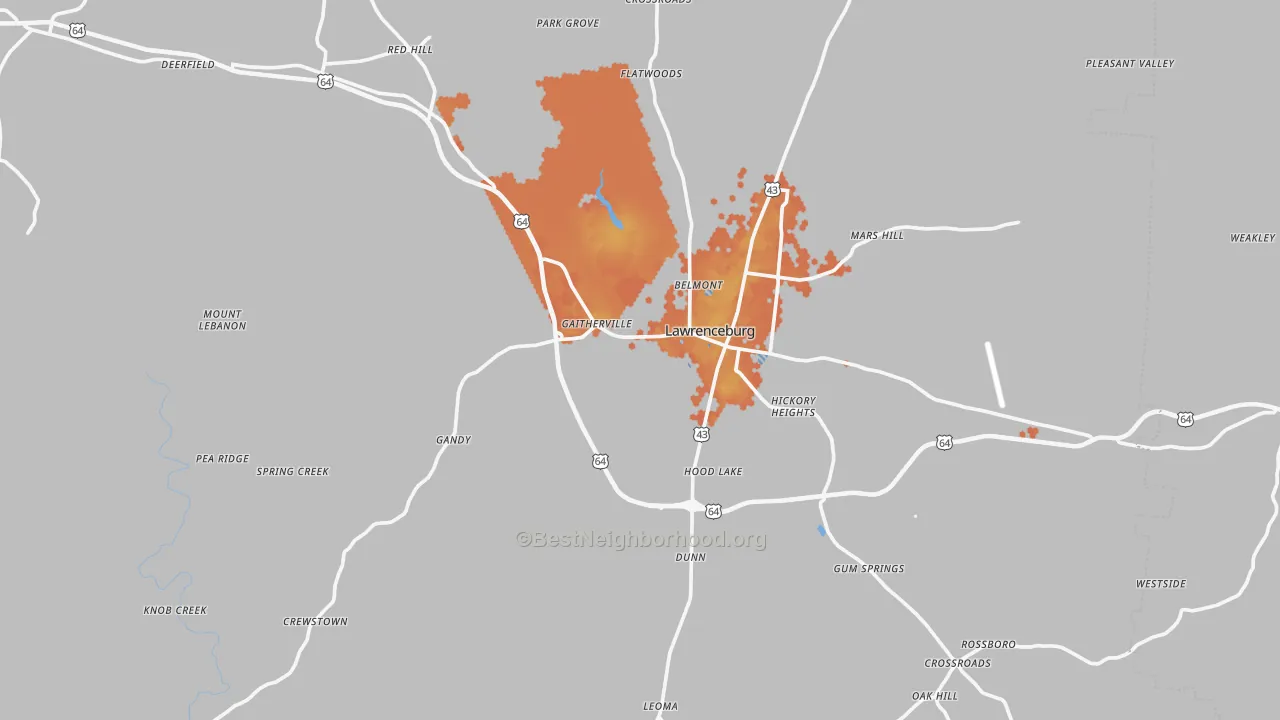 Bike Grade map of Lawrence County, TN