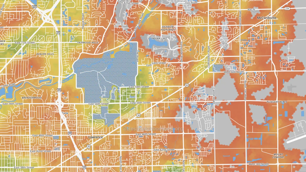 Bike Grade map of Lawrence, IN