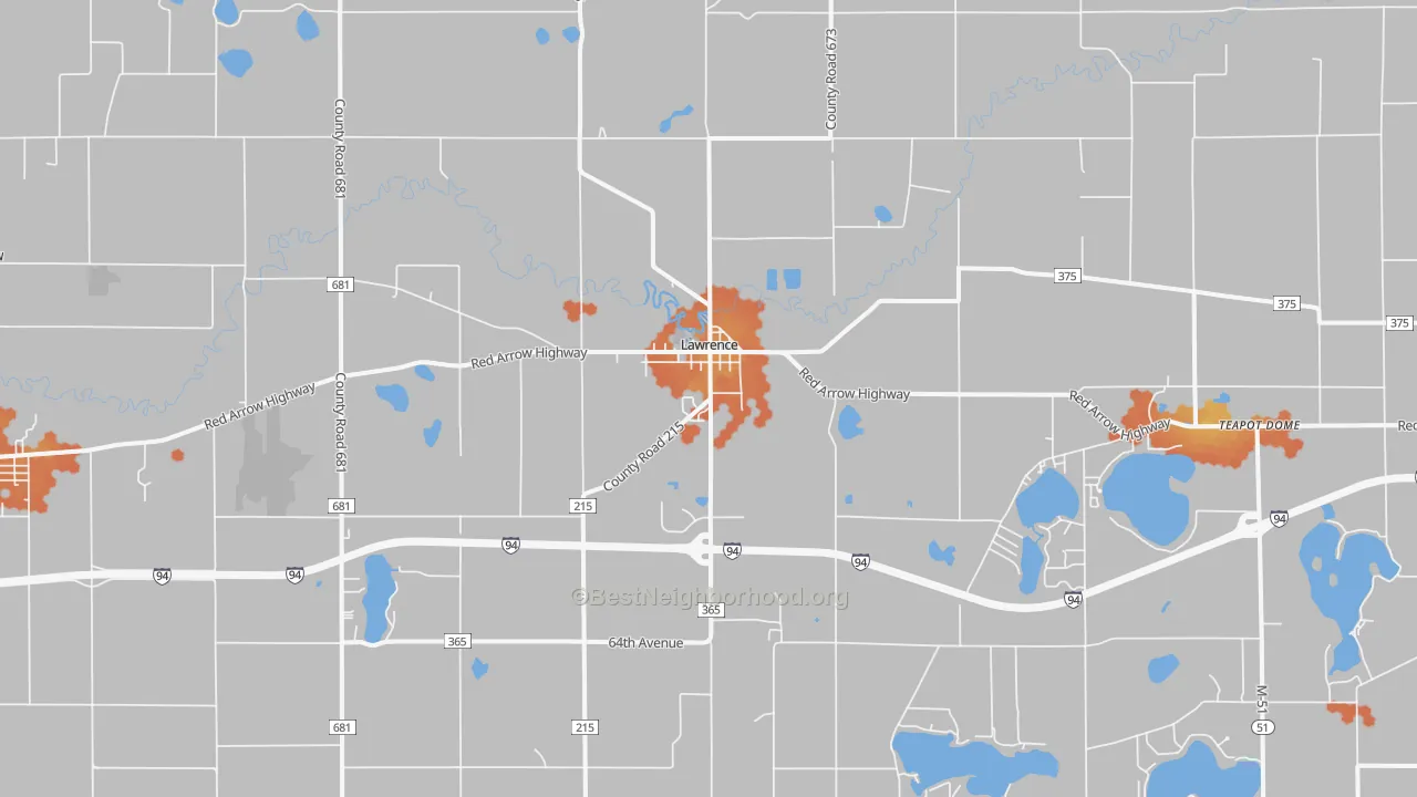 Bike Grade map of Lawrence, MI