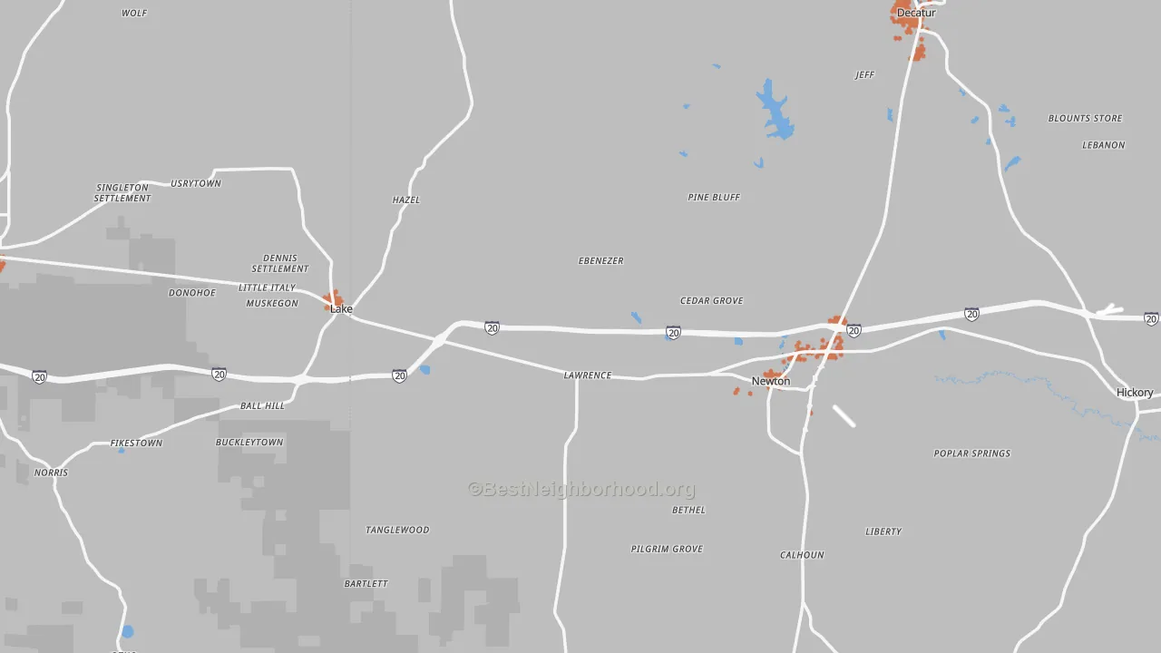 Bike Grade map of Lawrence, MS