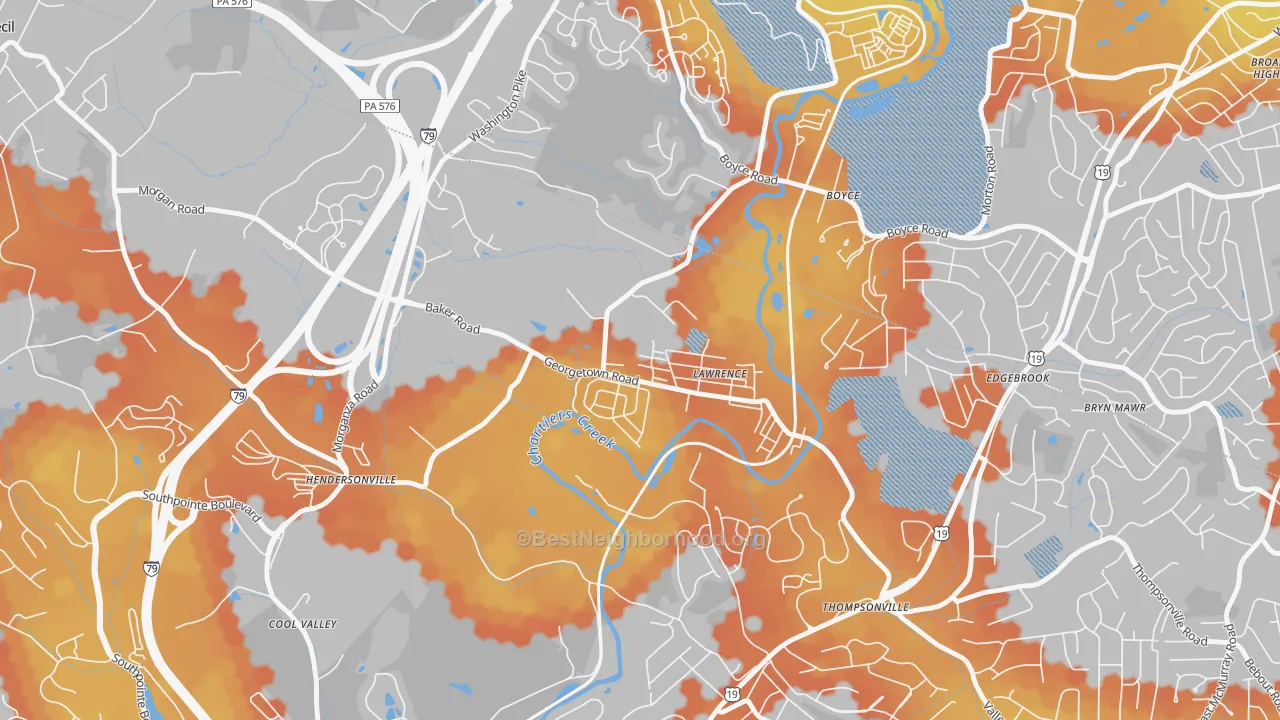 Bike Grade map of Lawrence, PA