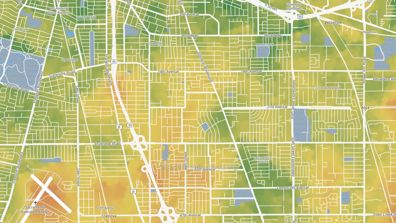 Bike Grade map of Lawrence Park, Sacramento, CA