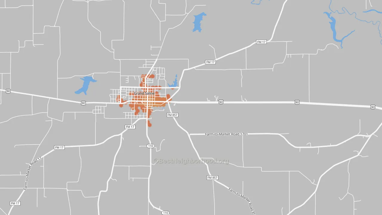 Bike Grade map of Lawrence Springs, TX