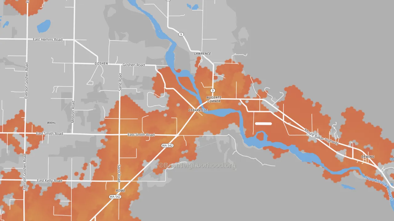 Bike Grade map of Lawrence, WA