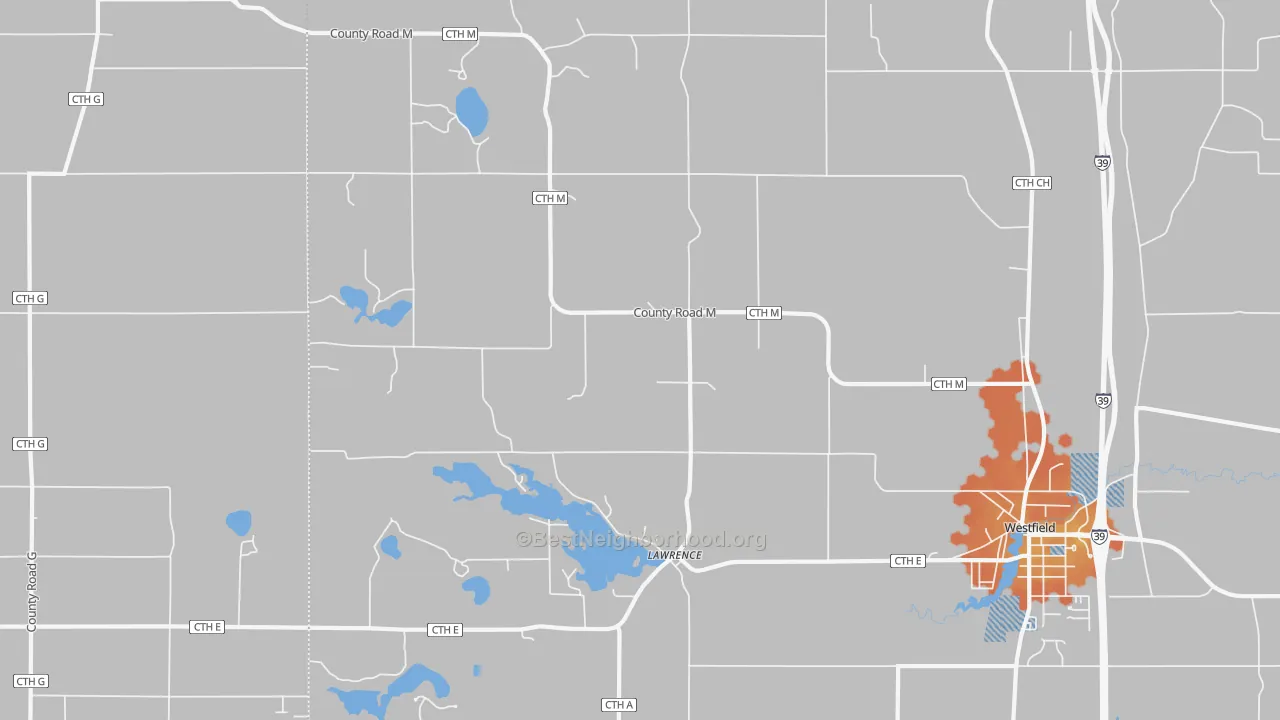 Bike Grade map of Lawrence, WI