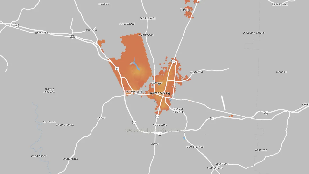 Bike Grade map of Lawrenceburg, TN