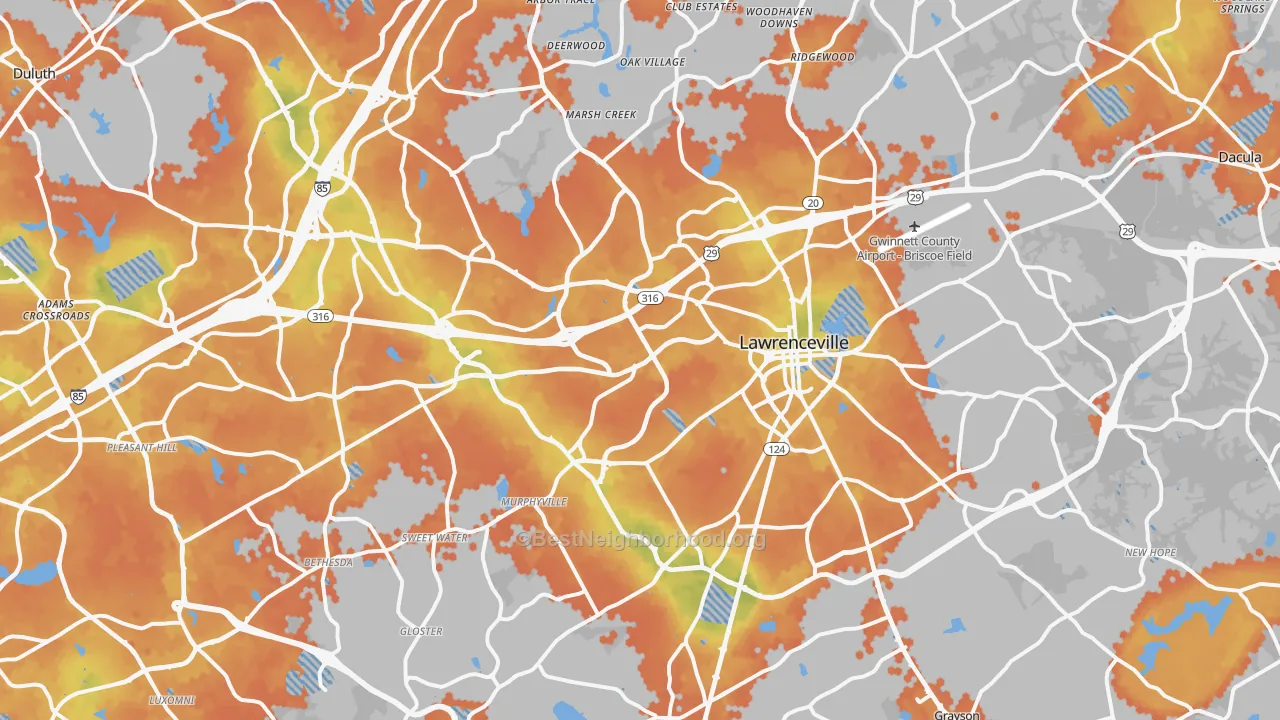 Bike Grade map of Lawrenceville, GA