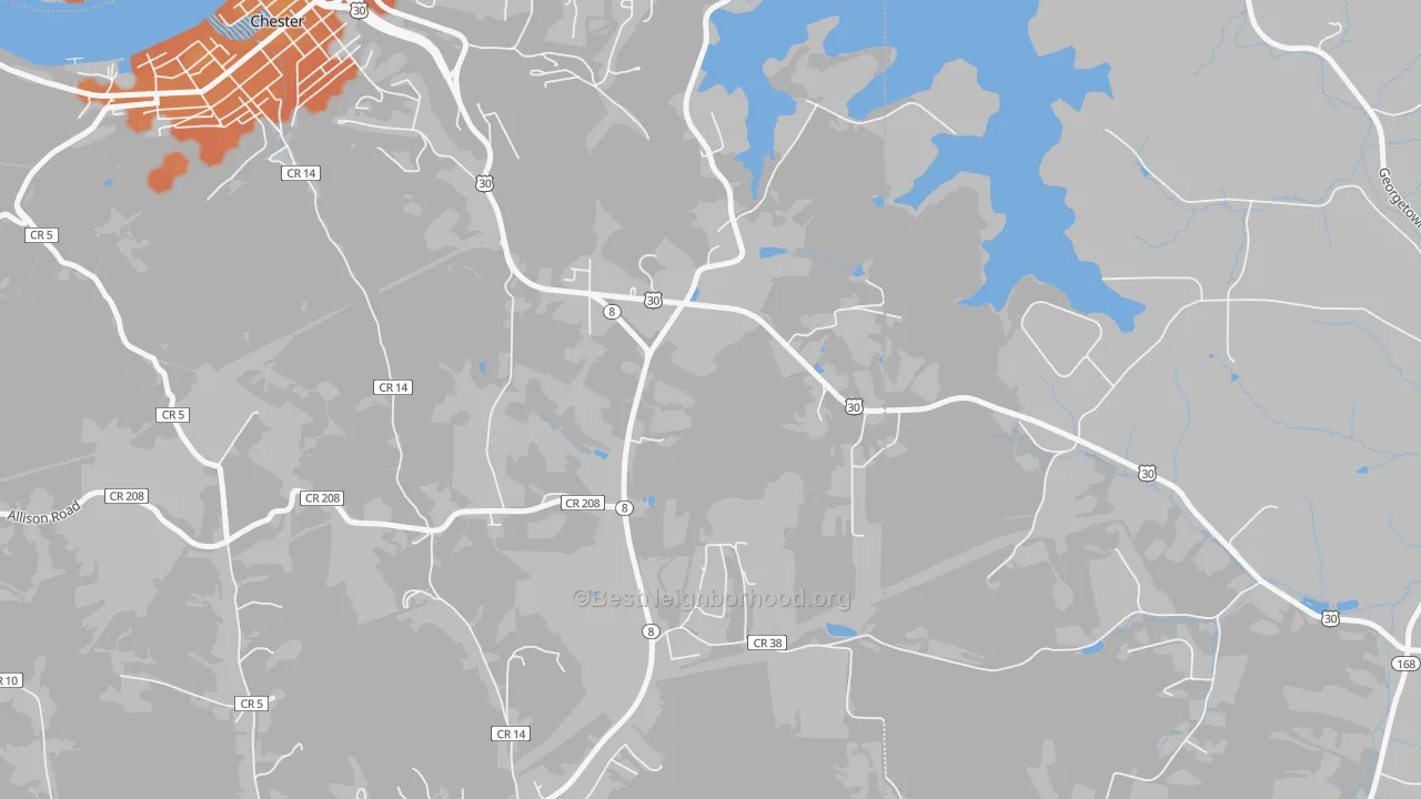 Bike Grade map of Lawrenceville, WV