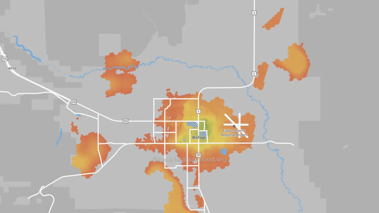 Bike Grade map of Laws, CA