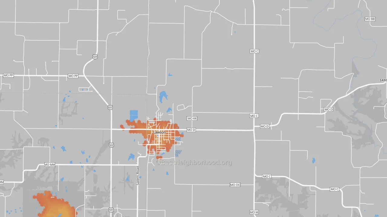 Bike Grade map of Lawson, MO